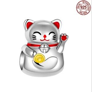 925 sterling Sterling Silver Lucky fortune Cat Charm NWT